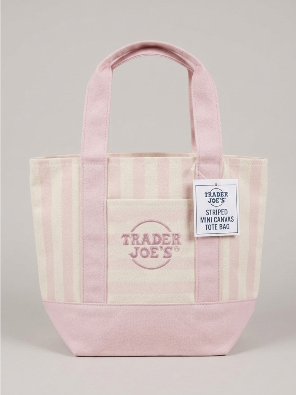 Trader Joe's Pink Striped Canvas Mini Tote